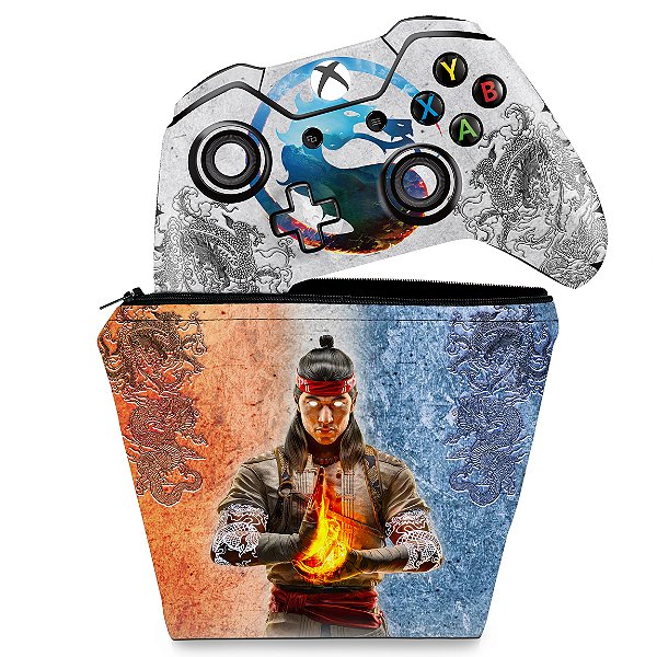 KIT Capa Case e Skin Xbox One Fat Controle - Mortal Kombat 1