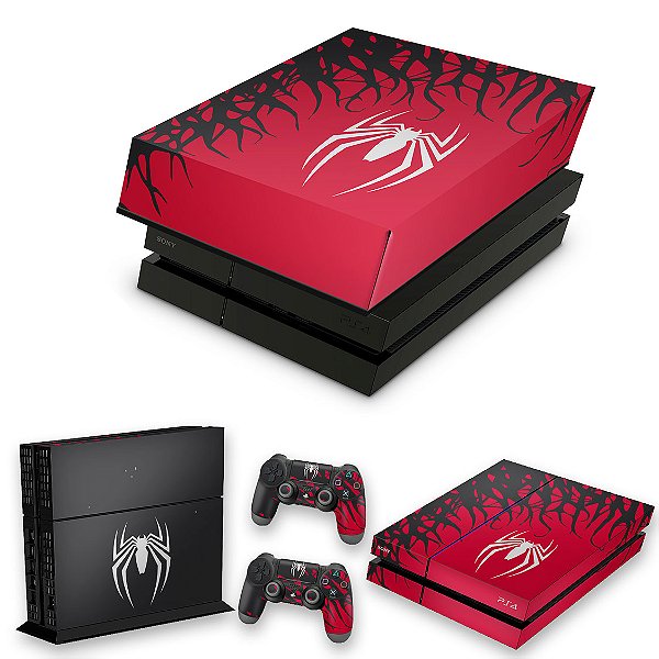 KIT PS4 Fat Skin e Capa Anti Poeira - Spider-Man Homem Aranha 2 Edition
