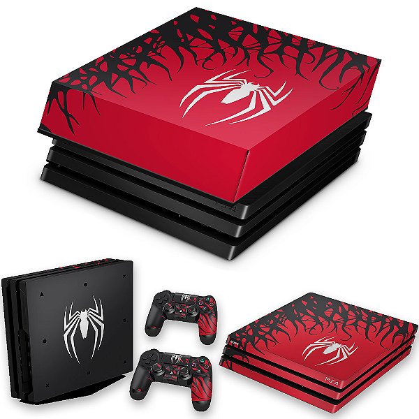 KIT PS4 Pro Skin e Capa Anti Poeira - Spider-Man Homem Aranha 2 Edition