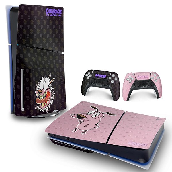 Skin PS5 Slim Horizontal - Coragem: O Cão Covarde