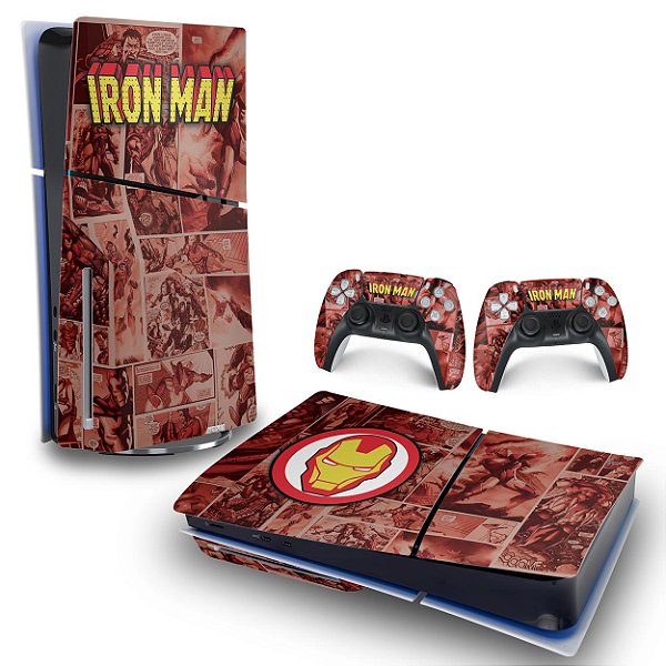Skin PS5 Slim Horizontal - Homem De Ferro Comics