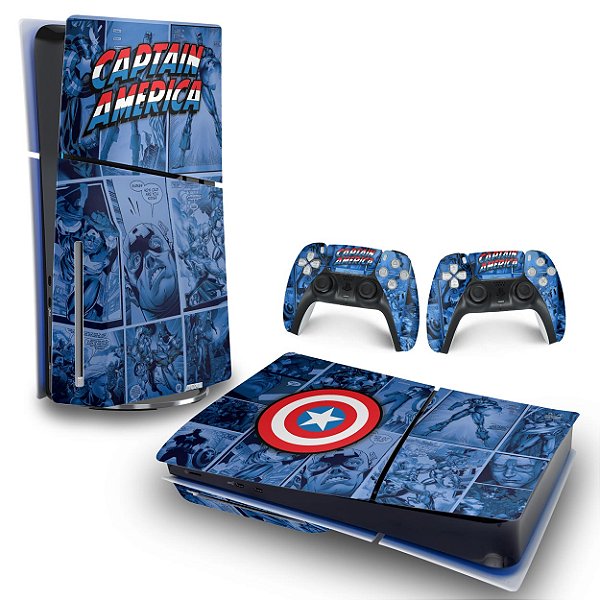 Skin PS5 Slim Horizontal - Capitão América Comics