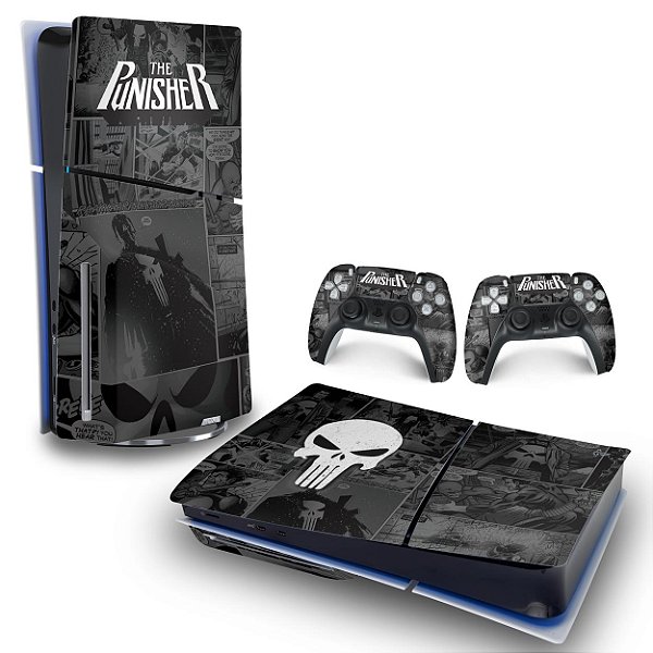 Skin PS5 Slim Horizontal - The Punisher Justiceiro Comics