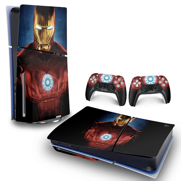 Skin PS5 Slim Horizontal - Iron Man Homem De Ferro