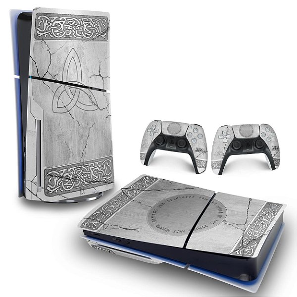 Skin PS5 Slim Horizontal - Mjolnir Thor Amor e Trovão