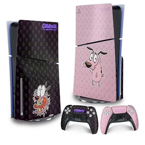 Skin PS5 Slim Vertical - Coragem: O Cão Covarde
