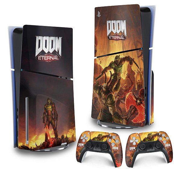 Skin PS5 Slim Vertical - Doom Eternal