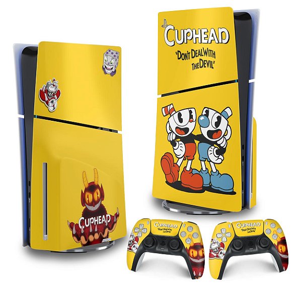 Skin PS5 Slim Vertical - Cuphead