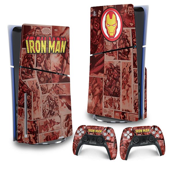 Skin PS5 Slim Vertical - Homem De Ferro Comics