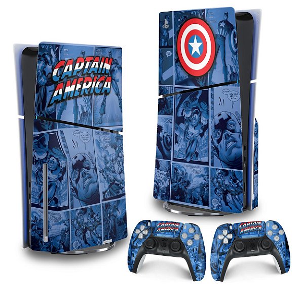 Skin PS5 Slim Vertical - Capitão América Comics