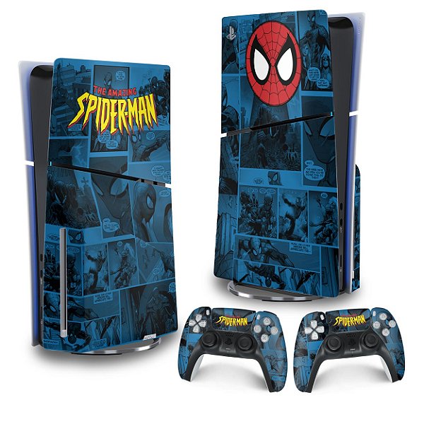 Skin PS5 Slim Vertical - Homem-Aranha Spider-Man Comics