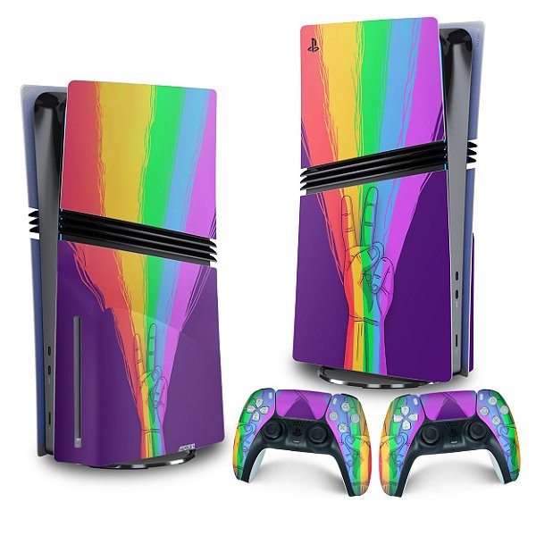 Skin PS5 Pro Vertical - Rainbow Colors Colorido
