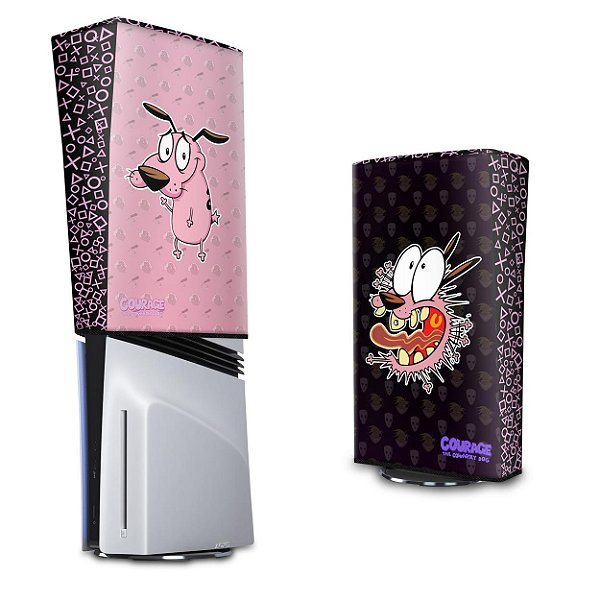 PS5 Pro Capa Anti Poeira Vertical - Coragem: O Cão Covarde
