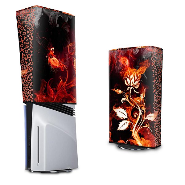 PS5 Pro Capa Anti Poeira Vertical - Fire Flower