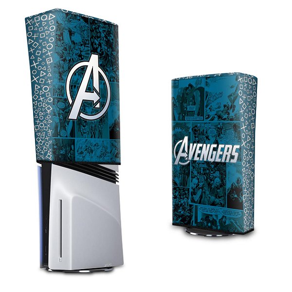 PS5 Pro Capa Anti Poeira Vertical - Avengers Vingadores Comics