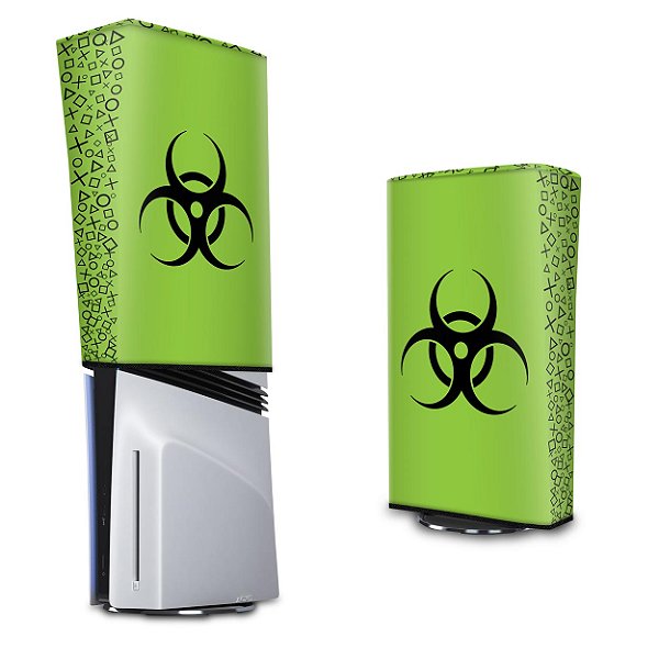 PS5 Pro Capa Anti Poeira Vertical - Biohazard Radioativo