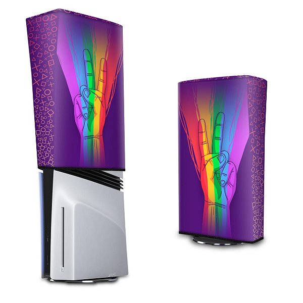 PS5 Pro Capa Anti Poeira Vertical - Rainbow Colors Colorido