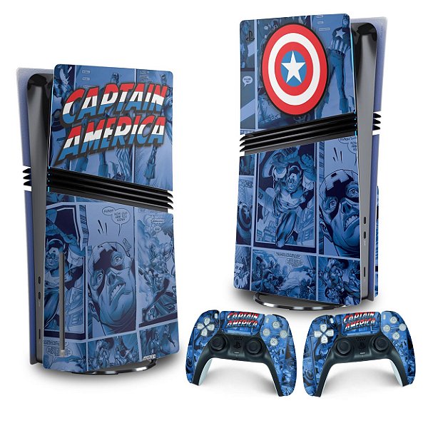 Skin PS5 Pro Vertical - Capitão América Comics