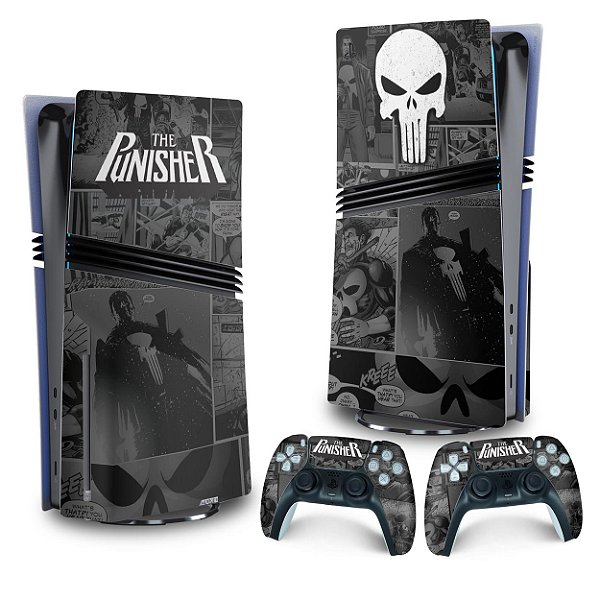 Skin PS5 Pro Vertical - The Punisher Justiceiro Comics