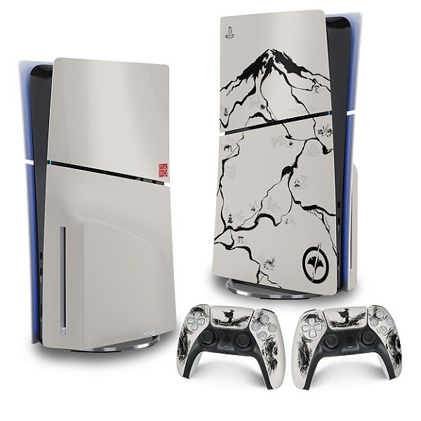 Skin PS5 Slim Vertical - Ghost Of Yotei