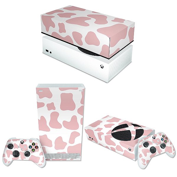 KIT Xbox Series S Skin e Capa Anti Poeira - Vaquinha Rosa