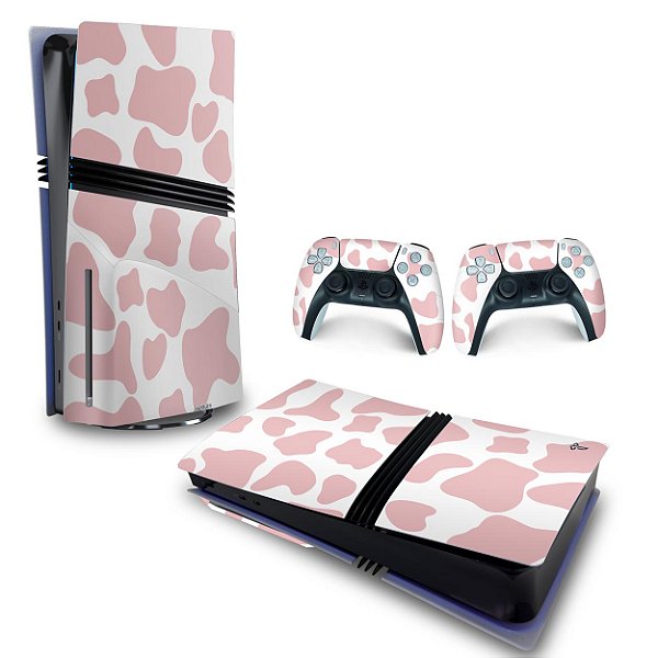Skin PS5 Pro Horizontal - Vaquinha Rosa