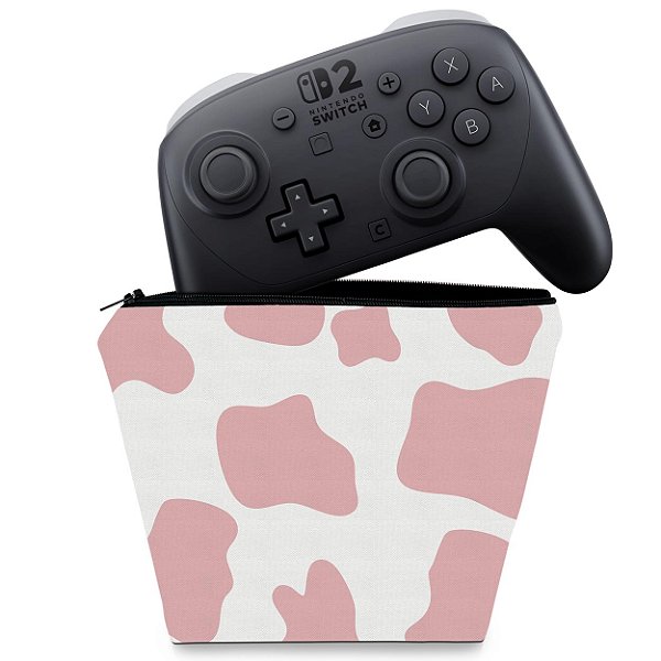 Capa Nintendo Switch 2 Pro Controle Case - Vaquinha Rosa