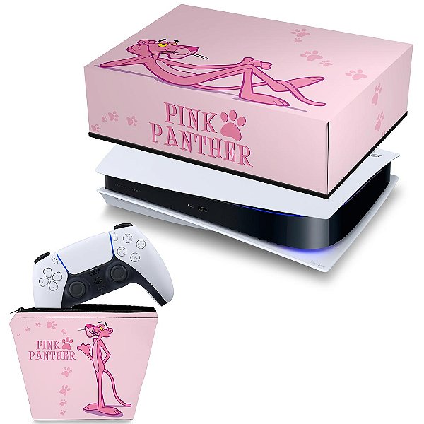 KIT PS5 Capa e Case Controle - Pantera Cor de Rosa