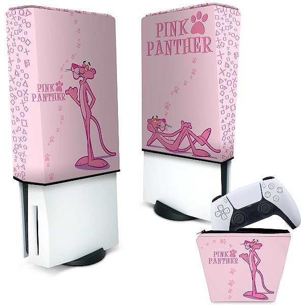 KIT Capa PS5 e Case Controle - Pantera Cor de Rosa