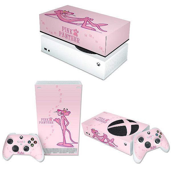 KIT Xbox Series S Skin e Capa Anti Poeira - Pantera Cor de Rosa