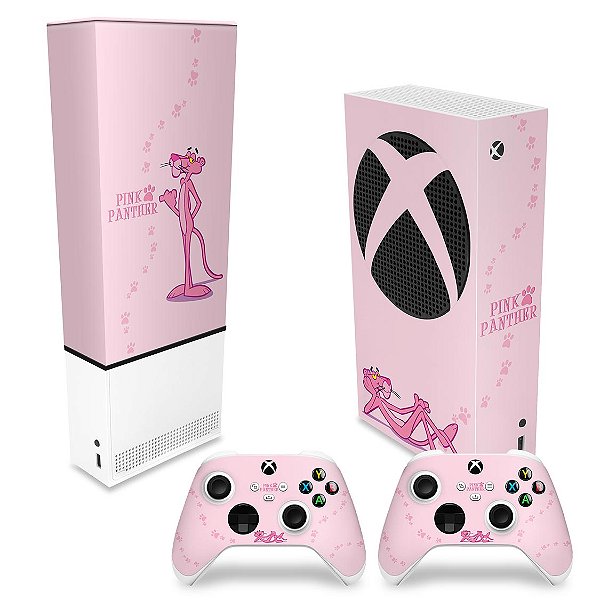 KIT Xbox Series S Capa Anti Poeira e Skin - Pantera Cor de Rosa
