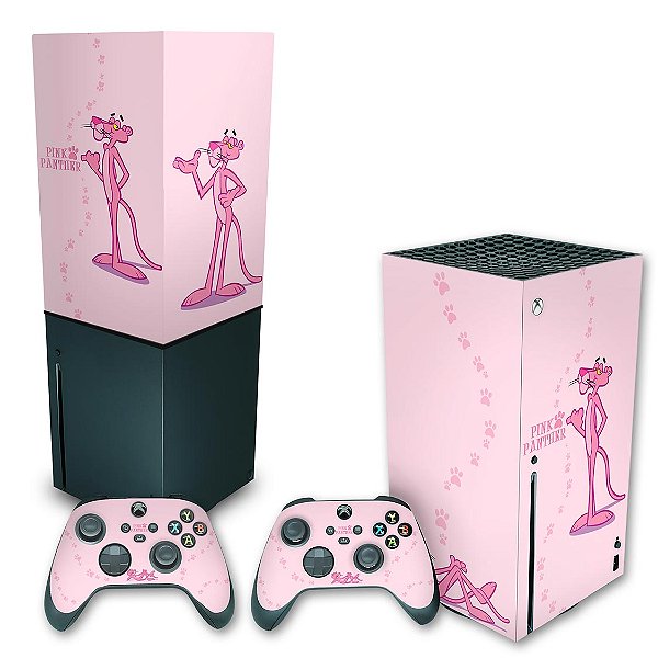 KIT Xbox Series X Skin e Capa Anti Poeira - Pantera Cor de Rosa