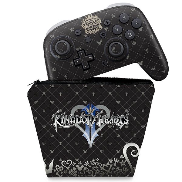 KIT Capa Case e Skin Anti-Rage Nintendo Switch 2 Pro Controle - Kingdom Hearts 3