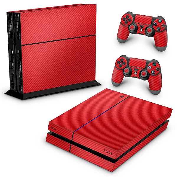 Ps4 Fat Skin - Fibra de Carbono Vermelho