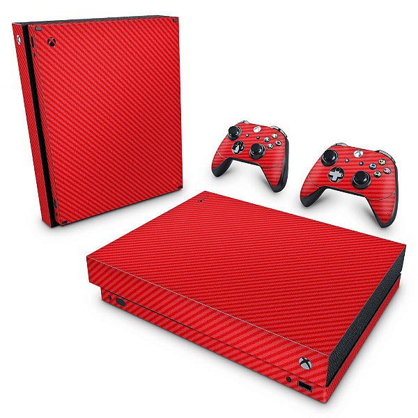 Xbox One X Skin - Fibra de Carbono Vermelho