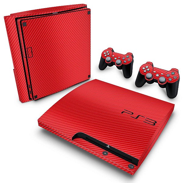 PS3 Slim Skin - Fibra de Carbono Vermelho