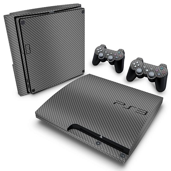 PS3 Slim Skin - Fibra de Carbono Cinza Grafite