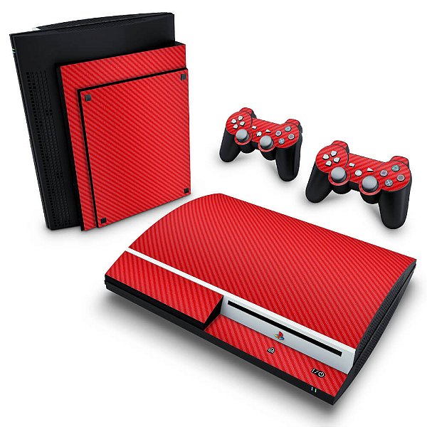 PS3 Fat Skin - Fibra de Carbono Vermelho