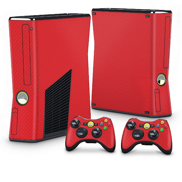 Xbox 360 Slim Skin - Fibra de Carbono Vermelho