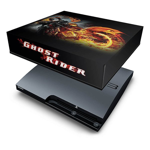 PS3 Slim Capa Anti Poeira - Ghost Rider Motoqueiro #a