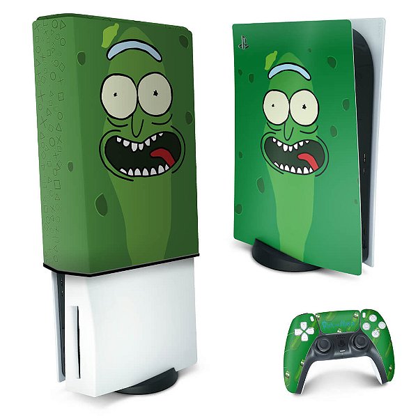 KIT PS5 Skin e Capa Anti Poeira - Pickle Rick And Morty