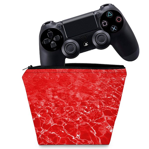 Capa PS4 Controle Case - Aquático Água Vermelha