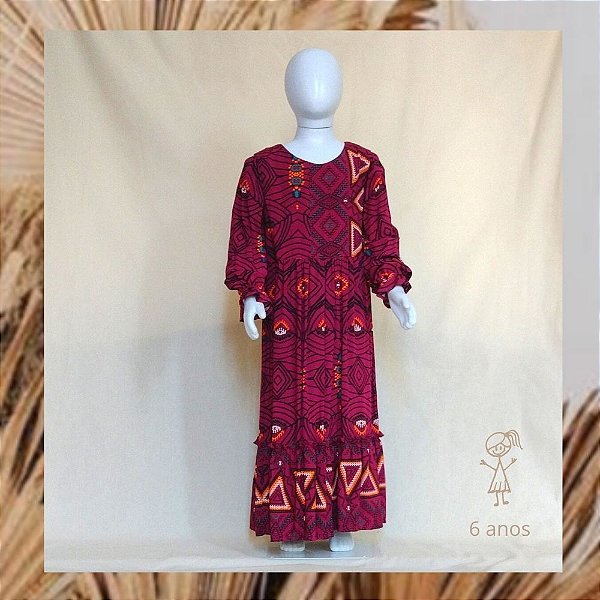 VESTIDO INFANTIL BOHO CHIC CAMINHOS DA FLORESTA (V04/6A)