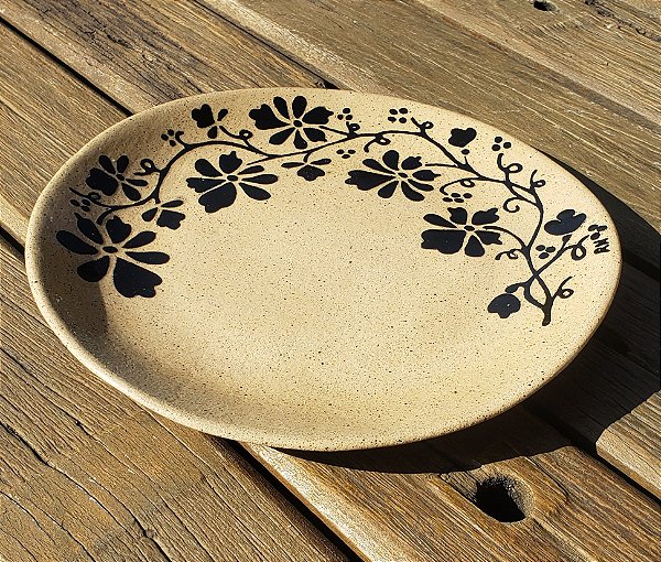 Prato Decorativo e ou Utilitário Flores Arabescos