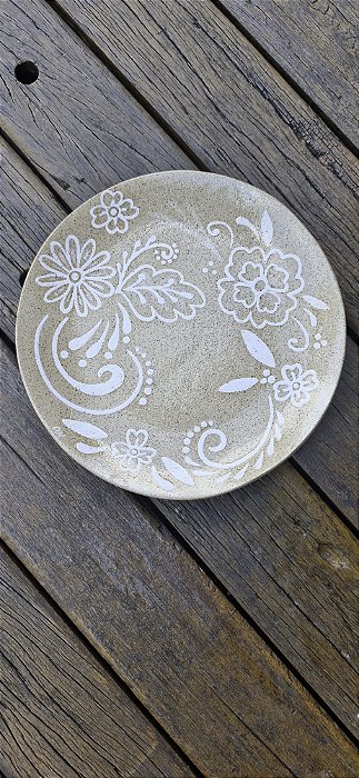Prato Decorativo e ou Utilitário Flores Brancas