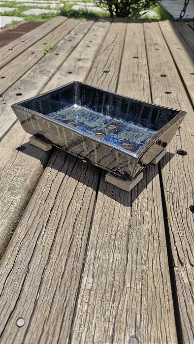 Vaso bonsai retangular com pezinhos palladium