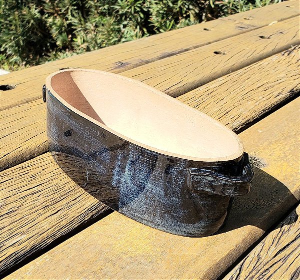 Vaso oval com alças em fita