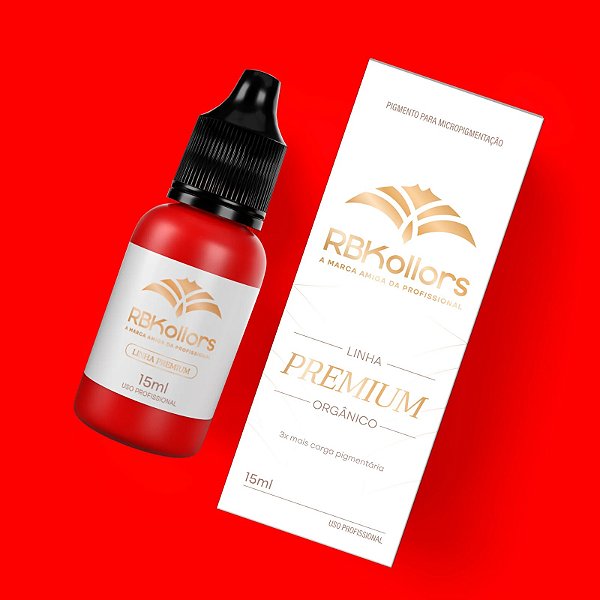 Pigmento Orgânico Premium para Micropigmentação Vermelho Vivo Superaquecido 15ml - Vermelho Insano RBKollors