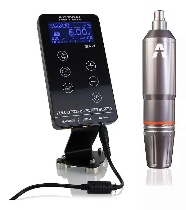 Caneta Aston Pen Folon Chumbo + Fonte Digital Ma1 Tatuagem