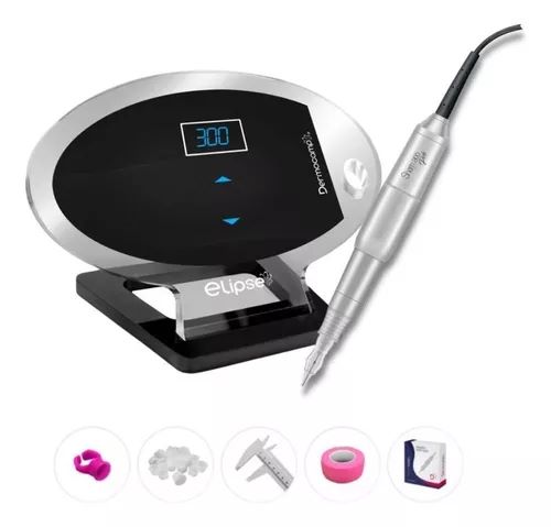 Kit Dermógrafo Sharp 300 Pró Ctrl Digital Elipse 10 Agulhas Cristal/prata